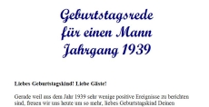 Geburtstagsrede für den Jahrgang 1939 (männlich)