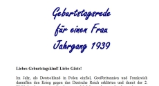 Geburtstagsrede für den Jahrgang 1939 (weiblich)