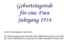 Geburtstagsrede Jahrgang 1934 (weiblich)