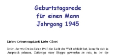Geburtstagsrede für den Jahrgang 1945 (männlich)