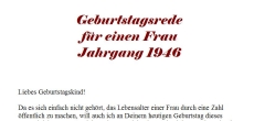 Geburtstagsrede für den Jahrgang 1946 (weiblich)