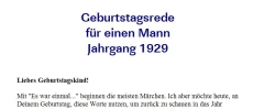 Geburtstagsrede für den Jahrgang 1929 (männlich)