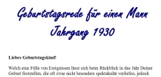 Geburtstagsrede für den Jahrgang 1930 (männlich)