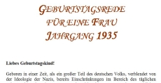 Geburtstagsrede für den Jahrgang 1935 (weiblich)