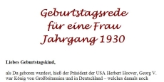 Geburtstagsrede für den Jahrgang 1930 (weiblich)