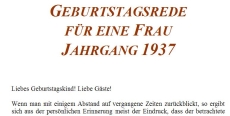 Geburtstagsrede für den Jahrgang 1937 (weiblich)