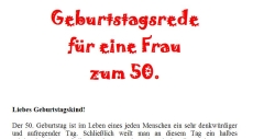 Rede zum 50. Geburtstag für eine Frau