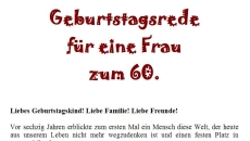 Rede zum 60. Geburtstag für eine Frau