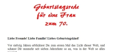 Rede zum 70. Geburtstag für eine Frau