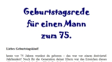 Rede zum 75. Geburtstag für einen Mann