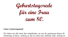 Rede zum 80. Geburtstag für eine Frau