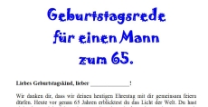 Rede zum 65. Geburtstag für einen Mann