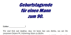 Rede zum 90. Geburtstag für einen Mann