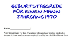 Geburtstagsrede für den Jahrgang 1970 männlich