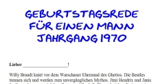 Geburtstagsrede für den Jahrgang 1970 männlich