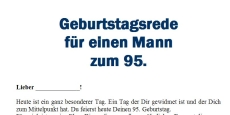 Rede zum 95. Geburtstag für einen Mann