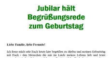 Begrüßungsrede zur Geburtstagsfeier