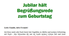 Begrüßungsrede zur Geburtstagsfeier