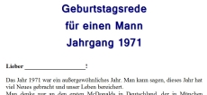 Geburtstagsrede für einen Mann Jahrgang 1971