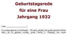 Geburtstagsrede Jahrgang 1932 weiblich