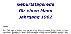 Geburtstagsrede für einen Mann Jahrgang 1962