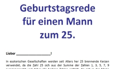 Rede zum 25. Geburtstag für einen Mann