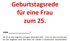 Rede zum 25. Geburtstag für eine Frau