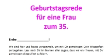 Rede zum 35. Geburtstag für eine Frau