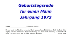 Geburtstagsrede für einen Mann Jahrgang 1973