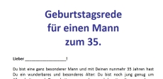 Rede zum 35. Geburtstag für einen Mann