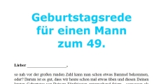 Rede zum 49. Geburtstag für einen Mann