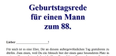 Rede zum 88. Geburtstag für einen Mann