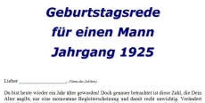 Geburtstagsrede für einen Mann Jahrgang 1925