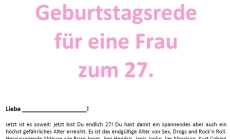 Rede zum 27. Geburtstag für eine Frau