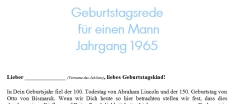 Geburtstagsrede für einen Mann Jahrgang 1965