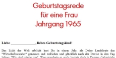 Geburtstagsrede für eine Frau Jahrgang 1965