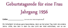 Geburtstagsrede für eine Frau Jahrgang 1956