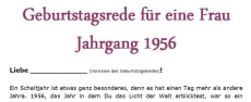 Geburtstagsrede für eine Frau Jahrgang 1956