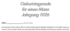 Geburtstagsrede für einen Mann Jahrgang 1926