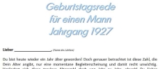 Geburtstagsrede auf einen Mann Jahrgang 1927