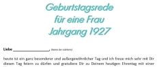 Geburtstagsrede für eine Frau Jahrgang 1927