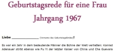 Geburtstagsrede für eine Frau Jahrgang 1967