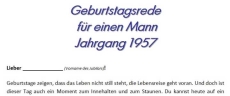 Geburtstagsrede für einen Mann Jahrgang 1957