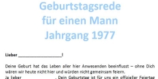 Geburtstagsrede auf einen Mann Jahrgang 1977