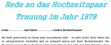 Hochzeitsrede zum Vermählungsjahr 1978