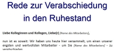 Rede zur Verabschiedung in den Ruhestand