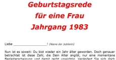 Geburtstagsrede für eine Frau Jahrgang 1983