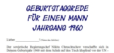 Geburtstagsrede für den Jahrgang 1960 (männlich)