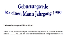 Geburtstagsrede für den Jahrgang 1950 (männlich)