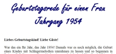 Geburtstagsrede für den Jahrgang 1954 (weiblich)